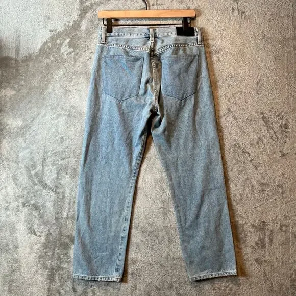 GOLDSIGN Low Slung Crop Jeans‎ Marled Blue Light Wash Button Fly Size 26 Cotton - Picture 5 of 10